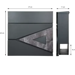 Ml-Design Boîte aux lettres en acier optique marbre noir murale moderne avec 2 clés inclus