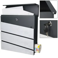 Ml-Design Boîte Aux Lettres 1 Porte-Boîte aux lettres en acier optique marbre blanc murale moderne + 2 clés inclus