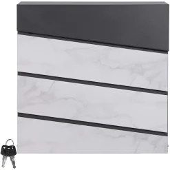 Ml-Design Boîte Aux Lettres 1 Porte-Boîte aux lettres en acier optique marbre blanc murale moderne + 2 clés inclus