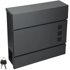 ECD Germany Boîte aux lettres moderne anthracite + compartiment à journaux 2 clés en acier