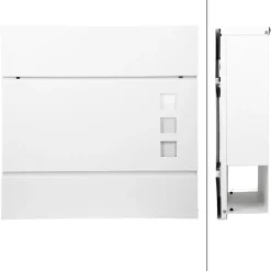 ECD Germany Boîte Aux Lettres 1 Porte-Boîte aux lettres moderne blanc avec compartiment à journaux en acier 2 clés