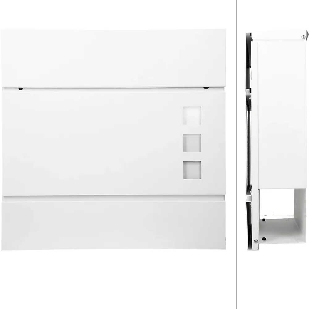 ECD Germany Boîte Aux Lettres 1 Porte-Boîte aux lettres moderne blanc avec compartiment à journaux en acier 2 clés