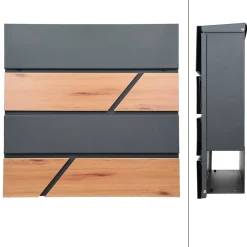 Ml-Design Boîte Aux Lettres 1 Porte-Boîte aux lettres moderne en acier anthracite/ optique bois avec support 170 cm