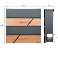 Ml-Design Boîte aux lettres moderne en acier anthracite imitation bois murale avec 2 clés