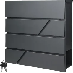 Ml-Design Boîte aux lettres murale anthracite avec 2 clés compartiment à journaux postale