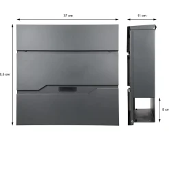 Ml-Design Boîte aux lettres murale anthracite avec 2 clés compartiment à journaux moderne