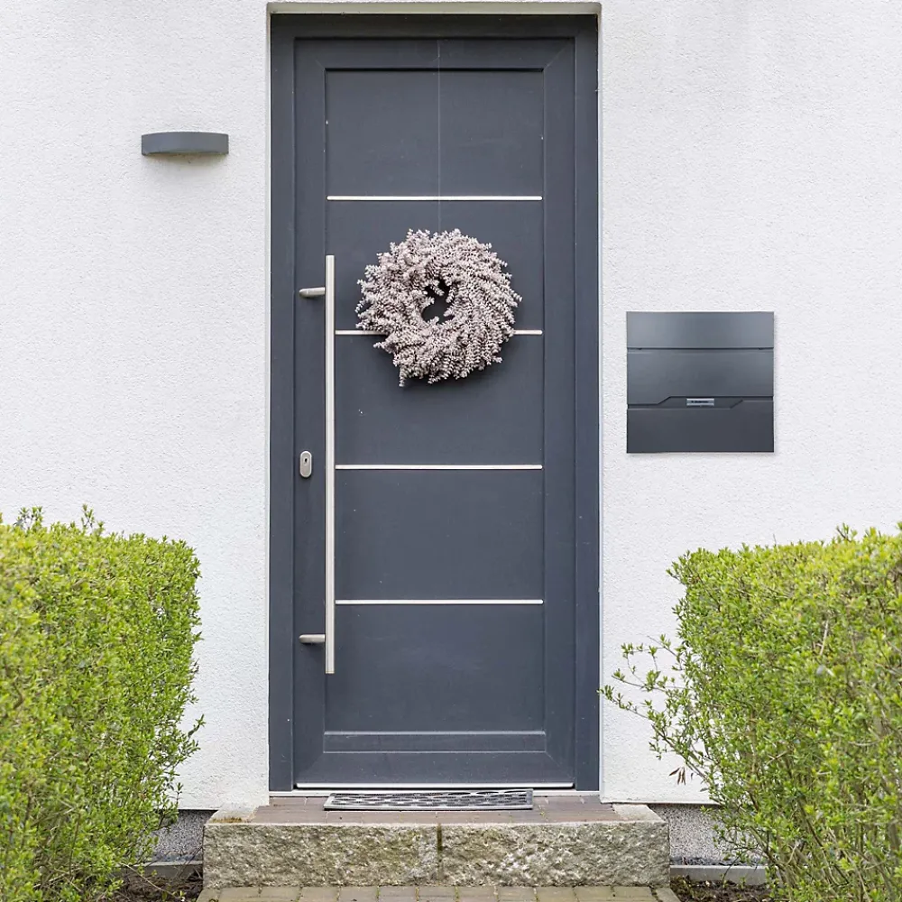 Ml-Design Boîte aux lettres murale anthracite avec 2 clés compartiment à journaux moderne