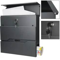 Ml-Design Boîte aux lettres murale anthracite avec 2 clés compartiment à journaux moderne