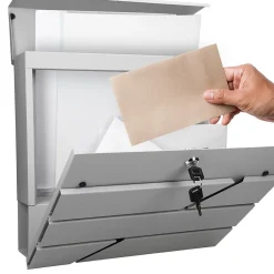 Ml-Design Boîte Aux Lettres 1 Porte-Boîte aux lettres murale gris clair avec 2 clés compartiment à journaux postale