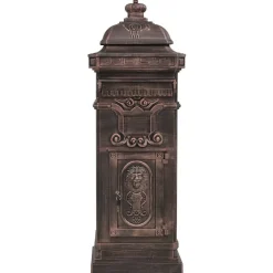 Vidaxl Boîte Aux Lettres 2 Portes-Boîte aux lettres à pilier Aluminium Vintage Bronze antirouille