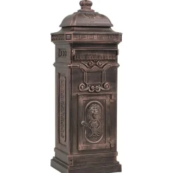 Vidaxl Boîte Aux Lettres 2 Portes-Boîte aux lettres à pilier Aluminium Vintage Bronze antirouille