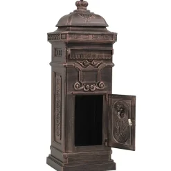 Vidaxl Boîte Aux Lettres 2 Portes-Boîte aux lettres à pilier Aluminium Vintage Bronze antirouille