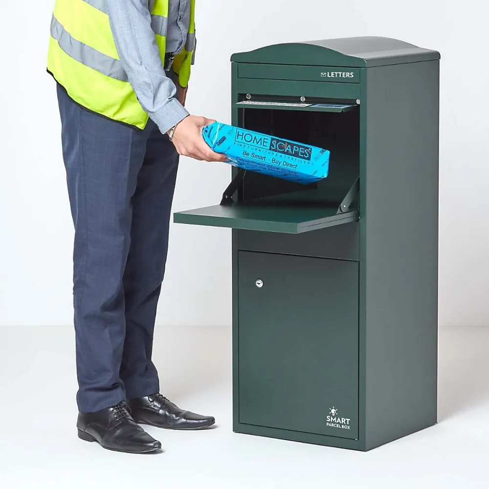 Smart Parcel Box Boîte aux lettres 1 porte Boîte à colis Large Vert foncé en acier