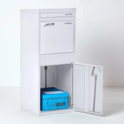Smart Parcel Box Boîte À Colis-Boîte aux lettres 2 portes Boîte à colis Large Blanc en acier