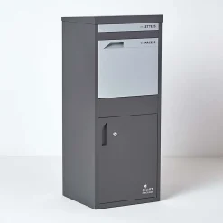 Smart Parcel Box Boîte À Colis-Boîte aux lettres 2 portes Boîte à colis Large Gris foncé en acier