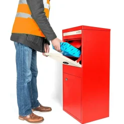 Smart Parcel Box Boîte aux lettres 2 portes Boîte à colis Large Rouge en acier