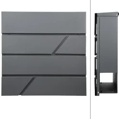 Ml-Design Boîte Aux Lettres 1 Porte-Boîte aux lettres sur pied argenté en acier revêtu par poudre porte-journaux clé