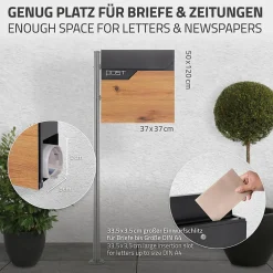 Ml-Design Boîte aux lettres sur pied piedestal boîte postale anthracite/aspect bois modern
