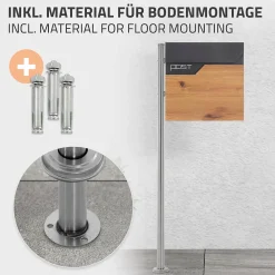 Ml-Design Boîte aux lettres sur pied piedestal boîte postale anthracite/aspect bois modern