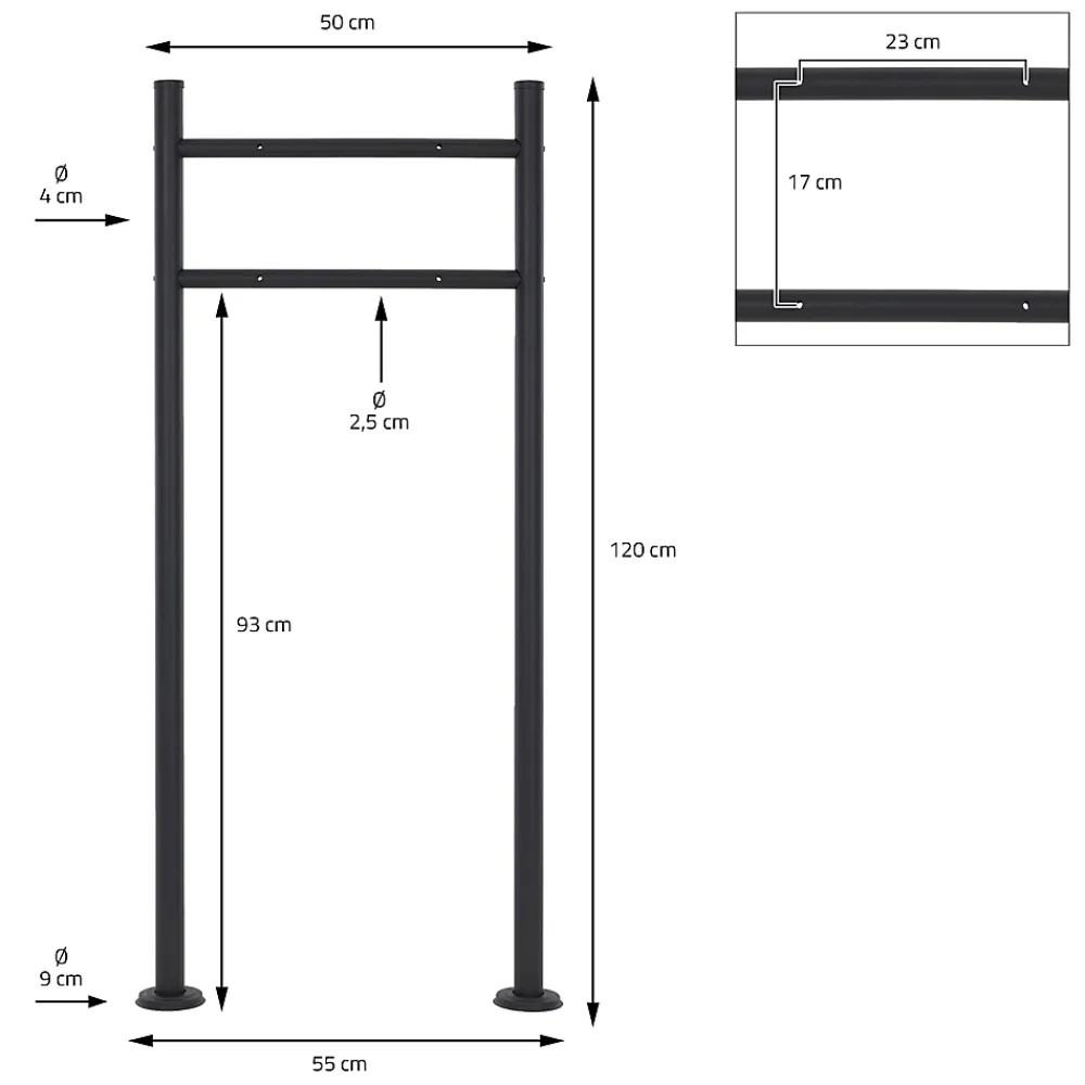 Ml-Design Boîte aux lettres sur pieds boîte postale anthracite imitation bois avec support