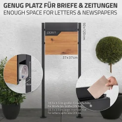 Ml-Design Boîte aux lettres sur pieds boîte postale anthracite imitation bois avec support
