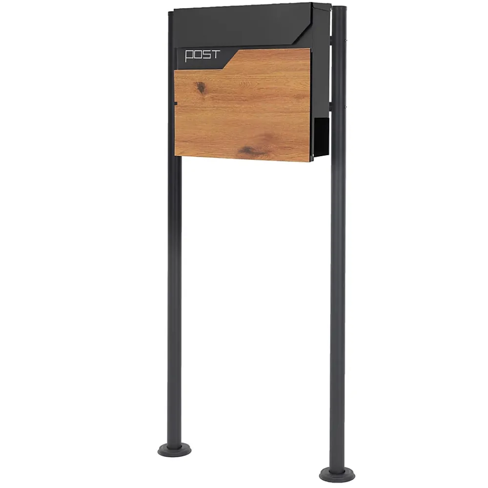 Ml-Design Boîte aux lettres sur pieds boîte postale anthracite imitation bois avec support