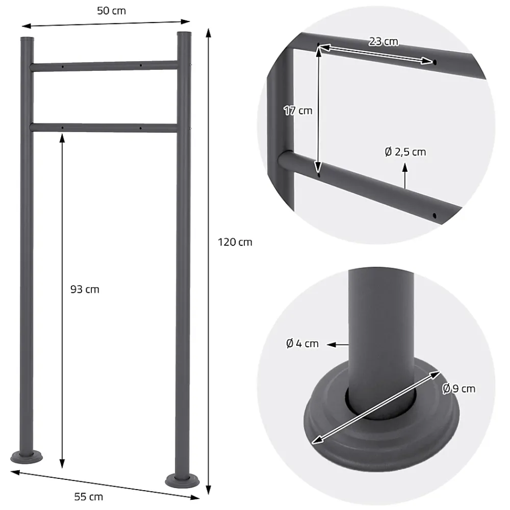 Ml-Design Boîte aux lettres sur pieds boîte postale anthracite imitation bois avec support