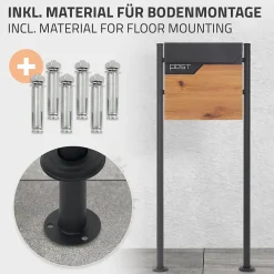 Ml-Design Boîte aux lettres sur pieds boîte postale anthracite imitation bois avec support