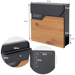 Ml-Design Boîte aux lettres sur pieds boîte postale anthracite imitation bois avec support