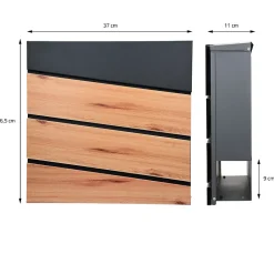 Ml-Design Boîte Aux Lettres 1 Porte-Boîte aux lettres sur pieds boîte postale anthracite et design bois avec support