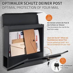 Ml-Design Boîte aux lettres sur une pied anthracite boîte postale en acier moderne 37x11cm