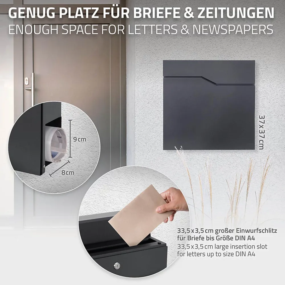 Ml-Design Boîte aux lettres sur une pied anthracite boîte postale en acier moderne 37x11cm