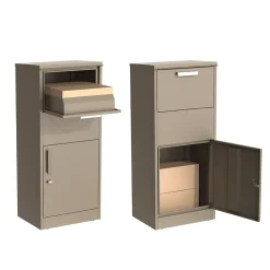 Couleurs Du Monde Boîte aux lettres taupe avec compartiment colis en acier galvanisé et double clés