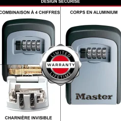 Master Lock Boîte à clés sécurisée à combinaison programmable et fixation murale