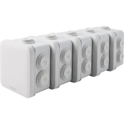 Schneider Electric Boîte de dérivation carrée extérieure avec 7 passe-câbles et système de verrouillage 80 x 80 x 45 m vendue par 5 pièces