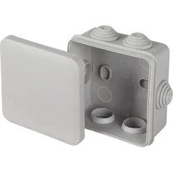 Schneider Electric Boîte de dérivation carrée extérieure avec 7 passe-câbles et système de verrouillage 80 x 80 x 45 mm Mureva Box gris