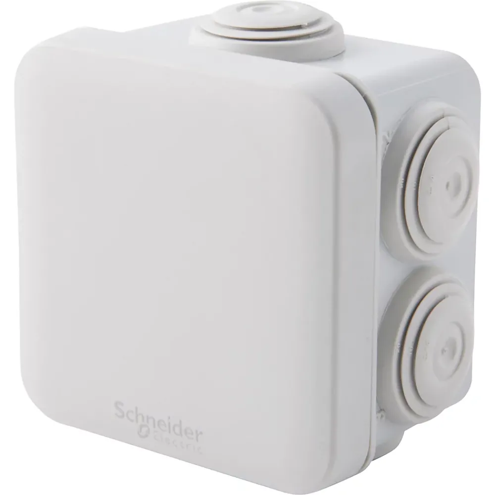 Schneider Electric Boîte De Dérivation-Boîte de dérivation carrée extérieure avec 7 passe-câbles et système de verrouillage 65 x 65 x 45 mm Mureva Box gris