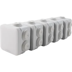 Schneider Electric Boîte De Dérivation-Boîte de dérivation carrée extérieure avec 7 passe-câbles et système de verrouillage 65 x 65 x 45 mm Mureva Box gris