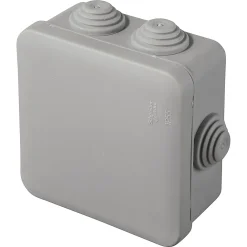 Schneider Electric Boîte de dérivation carrée extérieure avec 7 passe-câbles et système de verrouillage 80 x 80 x 45 mm Mureva gris