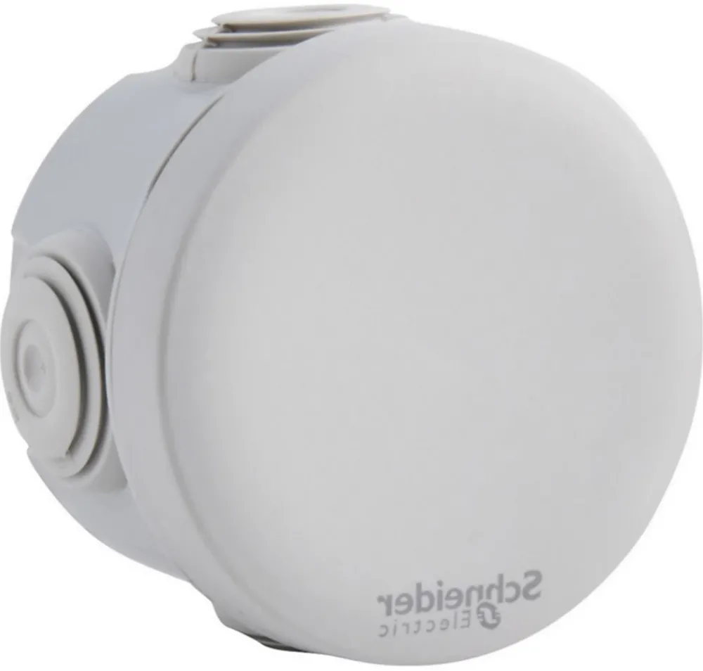Schneider Electric Boîte de dérivation ronde extérieure avec 4 passe-câbles et système de verrouillage 60 x 40 mm Mureva Box gris