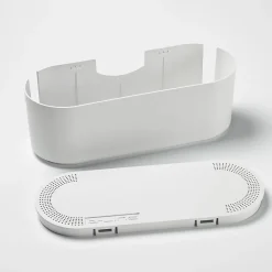 D-Line Range-Fil Et Cache-Fil|Range-Fil Et Cache-Fil-Boîte de rangement de câbles blanc L. 325 x l. 125 mm, bloc 4 prises
