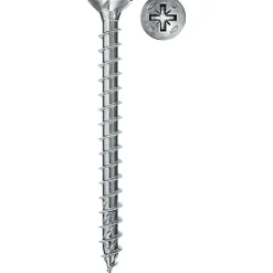 Fischer Kit De Chevilles-Boîte De 200 Vis Bois Powerfast Ii Fpf Ii Czf Bc 200 Tête Fraisée Empreinte Pz - Zingué Blanc - Filetage Total