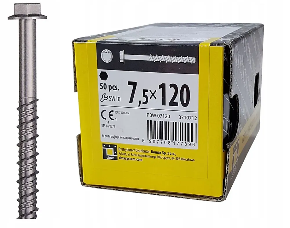 Domax Vis Pour Brique, Béton-Boîte de 50 vis d'ancrage béton 7,5 x 120