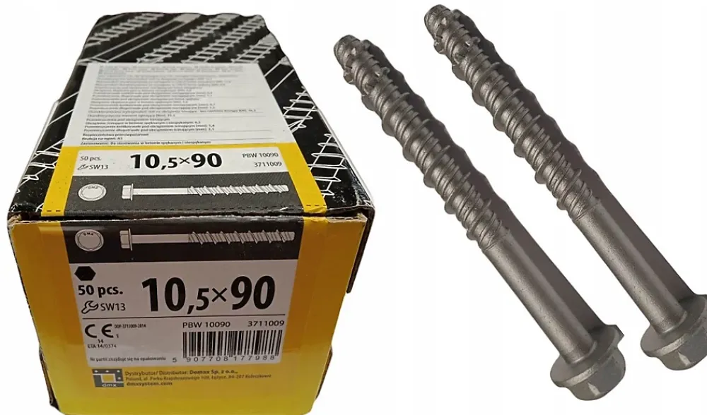 Domax Boîte de 50 vis d'ancrage béton 10,5 x 90