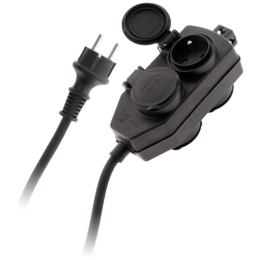 Zenitech Boîte De Dérivation-Boîtier de dérivation 4 prises IP44 5m - Noir -