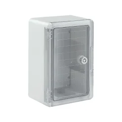 Atole Boîtier hermétique ABS avec porte transparente, plaque de montage galvanisée et verrouillage sécurisé - H 30 x L 20 P 13 cm
