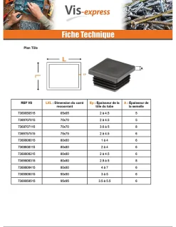 Vis Express Cache Vis Et Cache Trou-Bouchon carré 16X16 épaisseur tole du tube 1 à 2.5 Polyethylène noir - 1 pièce
