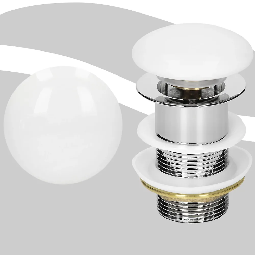 Luxebath Evacuation De Lavabo-Vasque-Bouchon de vidange H109mm blanc universel pop-up pour lavabo sans trop-plein avec joints