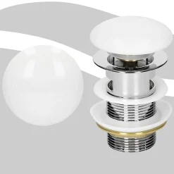 Luxebath Evacuation De Lavabo-Vasque-Bouchon de vidange H109mm blanc universel pop-up pour lavabo avec trop-plein joints inclus