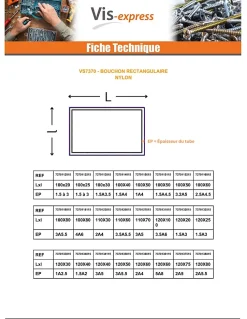 Vis Express Cache Vis Et Cache Trou-Bouchon rectangle pour tube 100X50 épaisseur tole du tube 1.5 à 4.5 nylon noir - 1 pièce